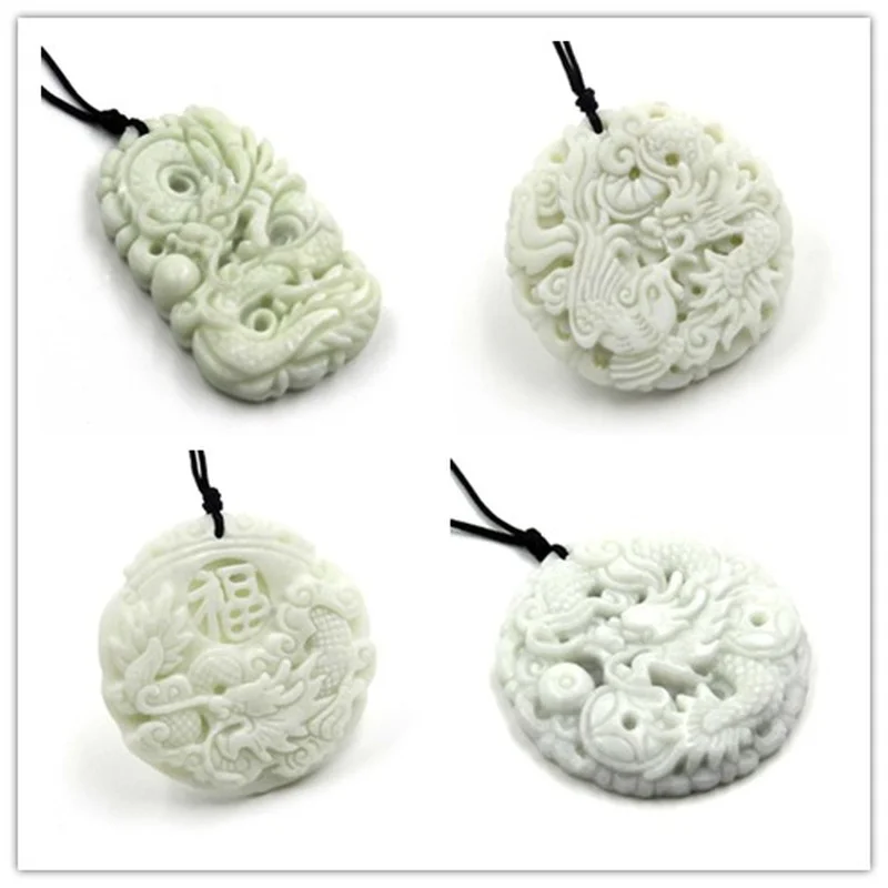 Men Accessories Hand - Naturalna biel jade smok wisiorek feniks