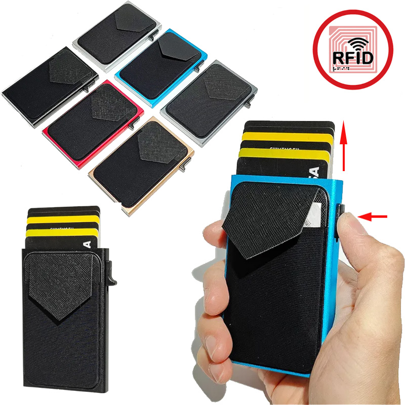 Card Case Minimalist - 2025 Antykradzieżowy, smukły portfel z wysuwaną