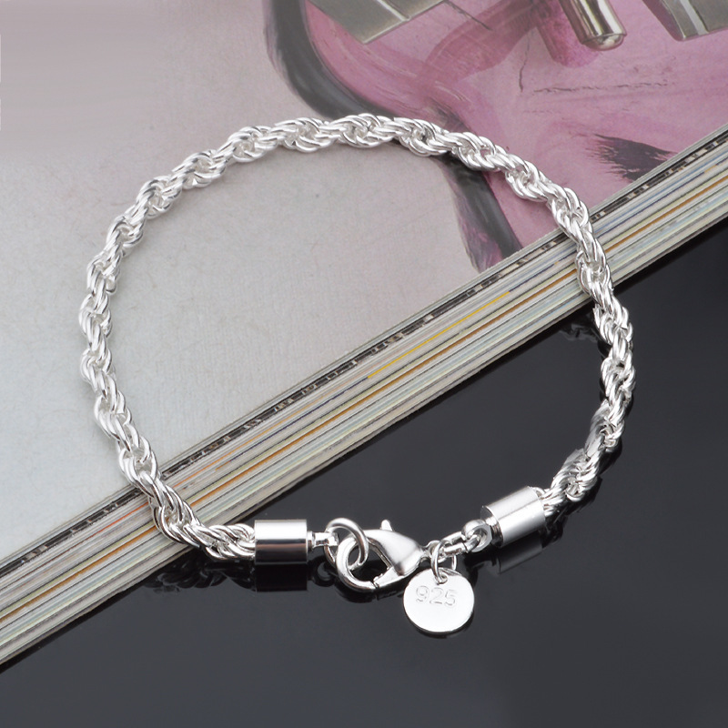 Men Accessories Singapore - Bransoletka ze srebra próby 925, skręcana,