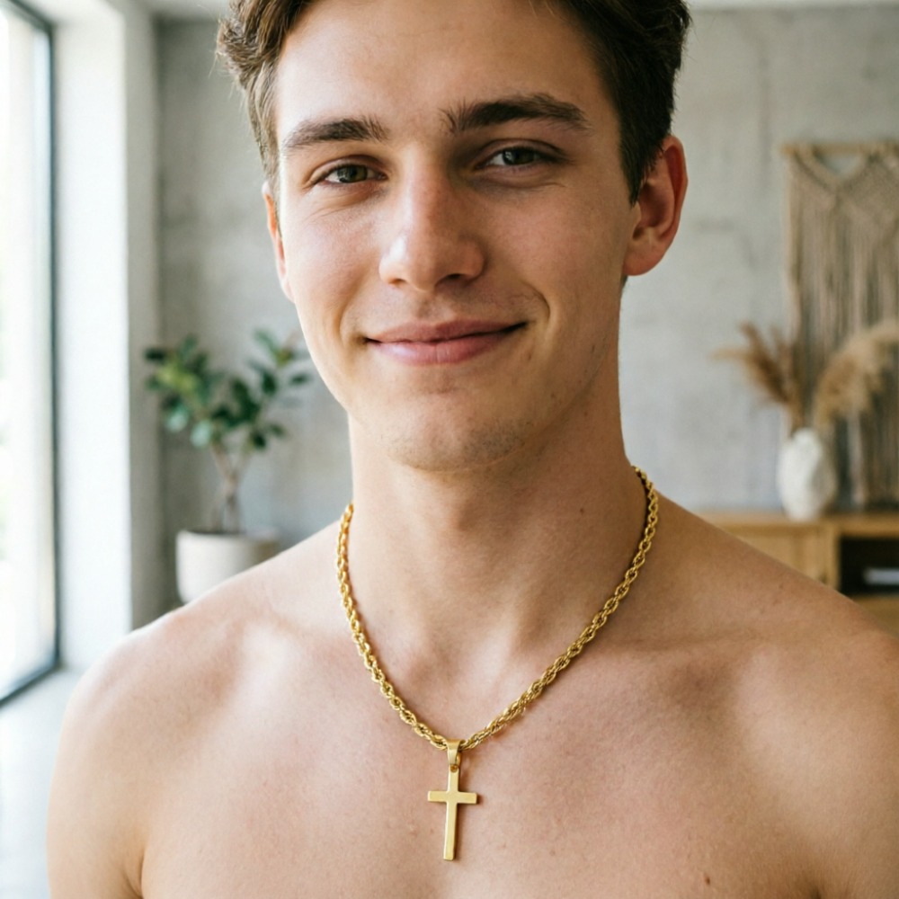 Men Accessories Singapore - Nowy modny naszyjnik z krzyżykiem dla
