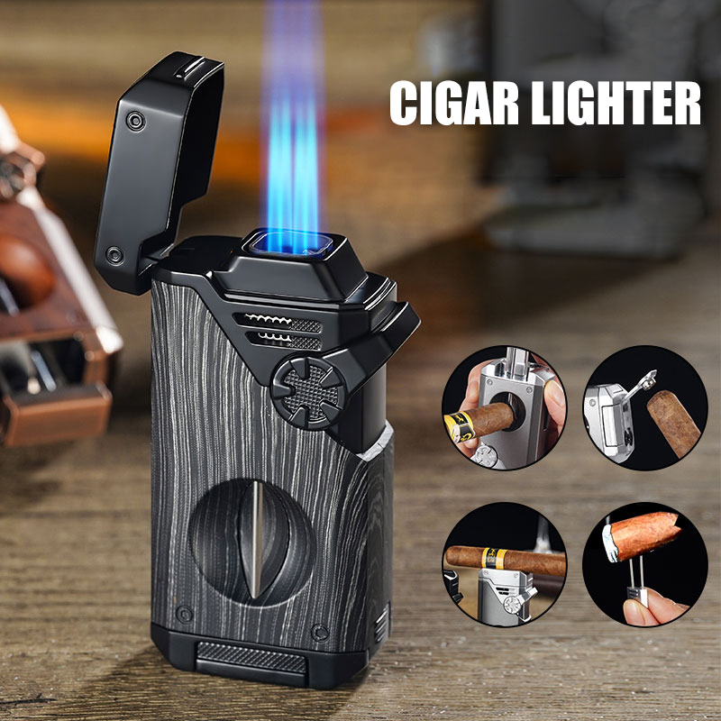 Cigar Cutter Set - Wielofunkcyjny Zestaw Zapalniczek do Cygar, 4-Płomieniowa