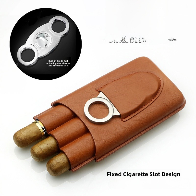 Przenośny zestaw 2 skórzanych  – Cigar Cutter Set recenzja i cena